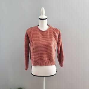 Poof Girl Pink Soft Chunky Knit Crop Sweater Size L